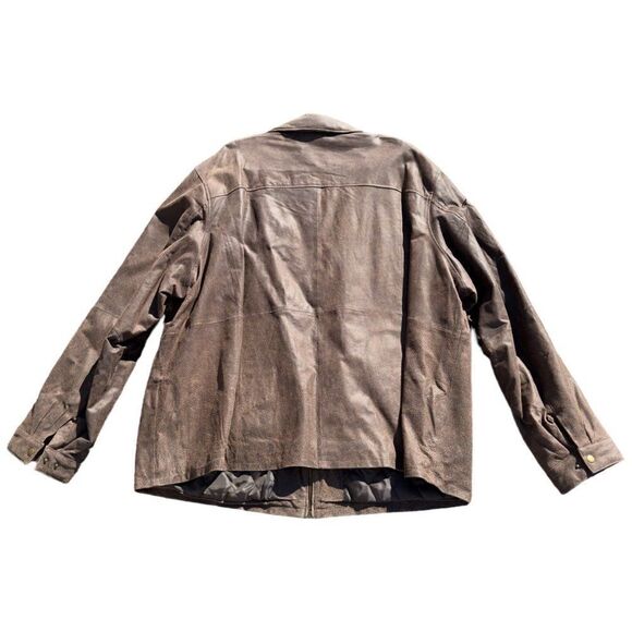 Boulder Creek Trading Company Leather Military Style Jacket Brown Men's 4XL - Picture 2 of 5